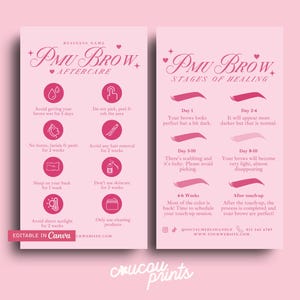 Plantilla de etapas de curación de cejas PMU, tarjeta editable para el cuidado posterior de las cejas, instrucciones sobre el proceso de curación de Phibrows, tarjeta para el cuidado del maquillaje permanente - Febrero