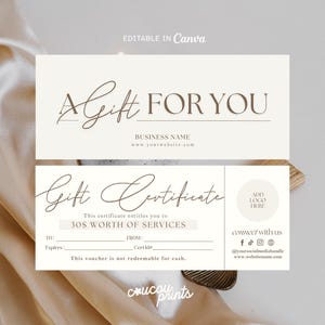 Presentkortsmall Canva, DIY utskrivbart presentkort, redigerbart presentkort, modern presentkortsdesign, presentkupong för naglar och hår, spa