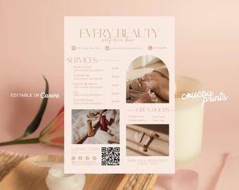 Esthetician Flyer, Esthetician Brochure Template, Premade Facial Treatment Flyer, DIY Flyer Template Design, Body Treatment Flyer Canva, Ery