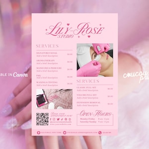 Pink Printable Esthetician Flyer, Esthetician Brochure Template, Premade Facial Treatment Flyer, Beauty DIY Flyer Template Design Canva, Feb