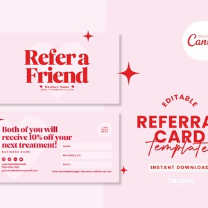 Printable Referral Card Template, Refer a Friend Card, Custom Loyalty ...