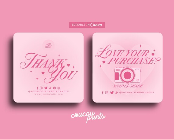 Editable Snap and Share Card Template, Social Media Card, Thank You Order Insert Card, Like & Connect With Us Template, Snap Tag Share, Feb