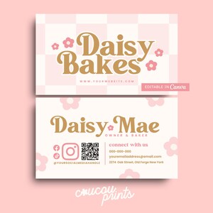 Plantilla de tarjeta de presentación editable en Canva, bonita y colorida tarjeta imprimible con código QR, tarjeta de presentación rosa DIY, marca comercial brillante - Sky