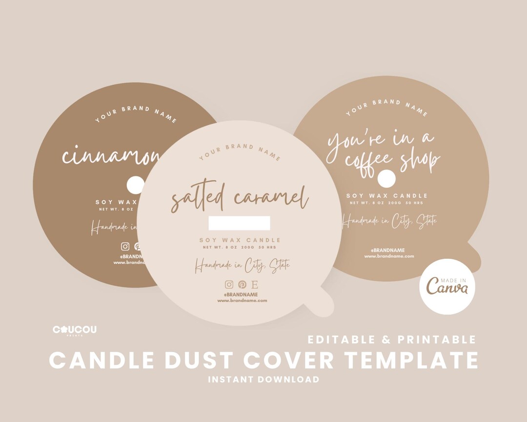 Candle Dust Cover Template Printable Candle Label Canva Template Candle Dust Cover Template Printable Candle Label Canva Template