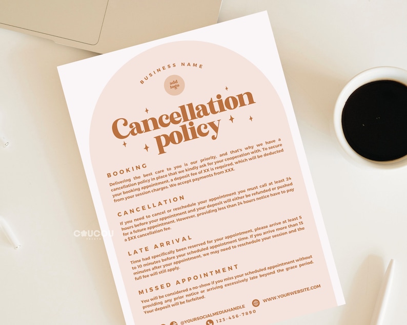 Editable Cancellation Policy Template, Retro Cancellation Spa Policies ...