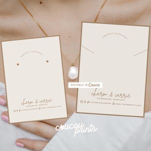 Editable Minimal Jewelry Display Card, Necklace Display Card, Printable Earrings Tag, Earring Packaging, Jewellery Business Template, Elle