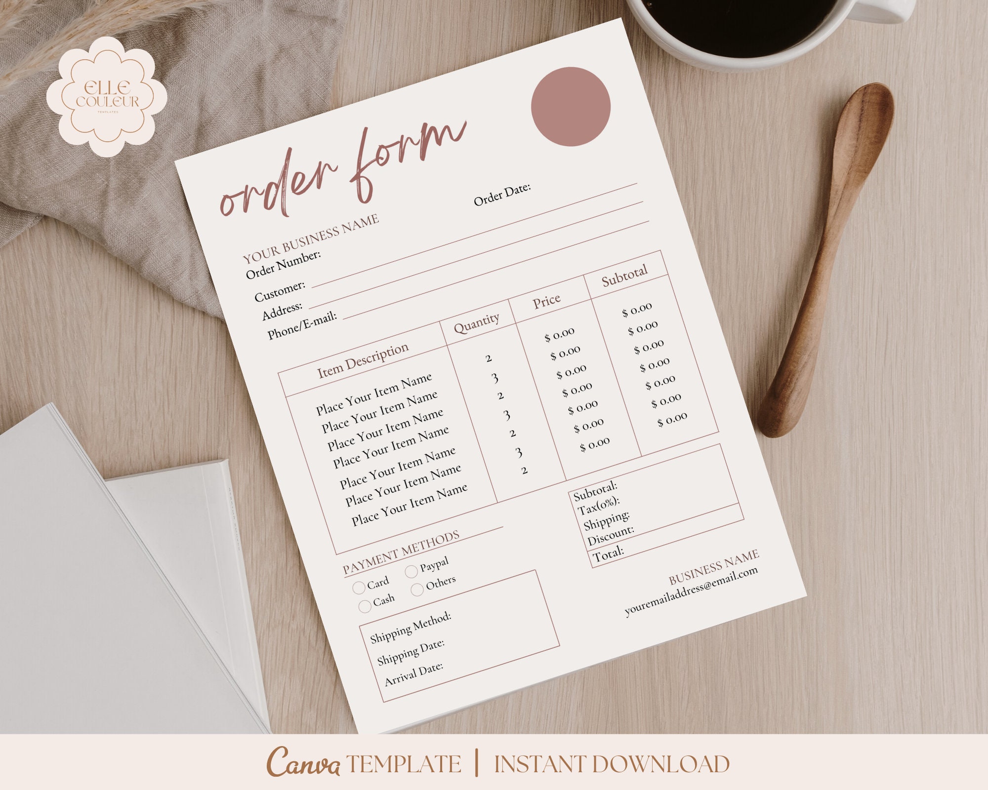 Business Order Form Template Small Business Form Custom - Etsy