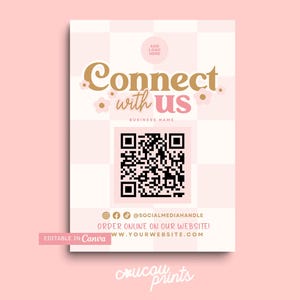 Editable Social Media Sign Template, Cute Follow Us Sign, Lets Be Social Sign, Follow Us On Social Media, Social Media Business Sign, Sky