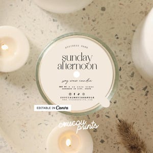 Plantilla de funda para velas, etiqueta imprimible para velas (Canva), diseño editable de funda, fundas para velas DIY (círculos y cuadrados), Canva - Bri