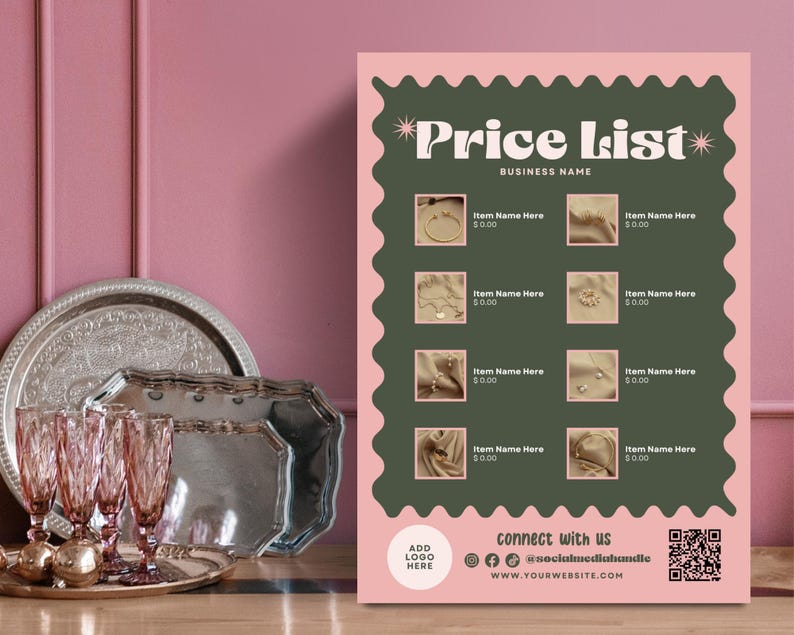 Editable Price List Template Canva, Printable Payment Sign, Beauty ...