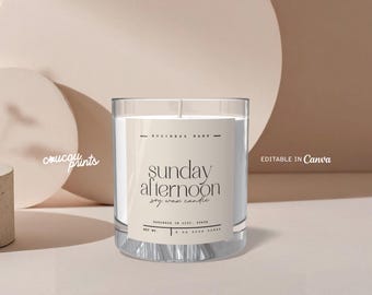 Minimalist Candle Label Designs Editable, Printable Candle Labels Template, Custom Candle Jar Label, DIY Editable Candle Sticker Canva - Bri