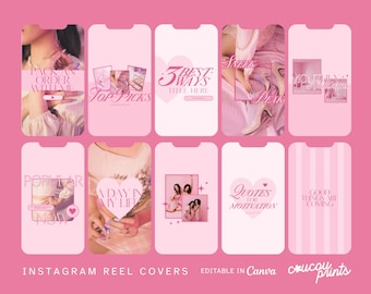 Instagram Reels Canva Vorlagen, DIY ästhetik Instagram Reel Cover, Tiktok Covers, Rosa Instagram Stories, Instagram Video Ideen, Feb