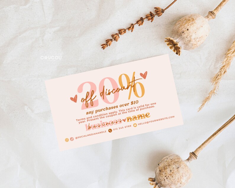 Editable Coupon Card Template, Business Coupon Canva Card, Printable ...