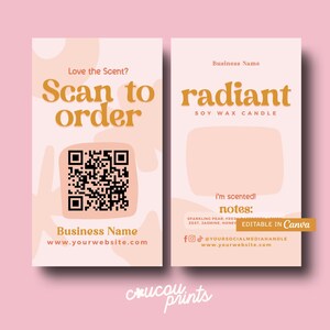 Candle Scent Card Template, Editable Candle Sample Card, Fragrance Smell Card, Small Business Candle Sample Package Insert Card Canva, Honey