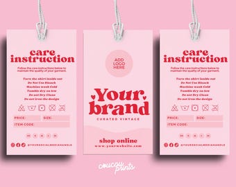 Hanging Tags Template, Custom Clothing Tag, Editable Boutique Tag, Washing Instructions, Price Tag Template,  Clothing Care Hang Tags - Sofi