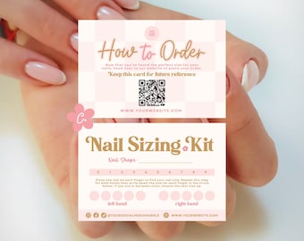Press On Nails Template Card, Printable False Nail Sizing Kit Design, DIY Artificial Nails Sizing Chart, How To Measure your Nail, Sky