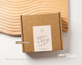 Box Label Template Canva, Editable Box Seal Label Design, Custom Branded Packaging Box Seal Label, Package Label Sticker Printable - Tofi