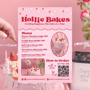 Pink Bakery Marketing Flyer Canva Template, Gotowy Cupcake Cake Business Flyer, DIY Cookie Business Flyer, Baking Dessert Shop Flyer, Sofi