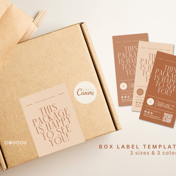 Box Label Template, Custom Package Label Sticker, Editable Branded Packaging Label, Printable Shipping Label, Package Stickers Canva - Kaia