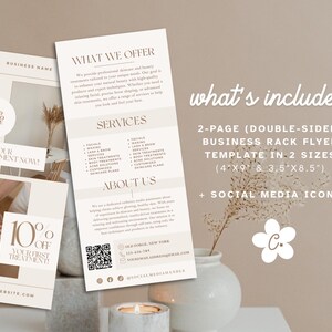 Editable Business Rack Card Flyer Canva Template, One Page Marketing Flyer, Esthetician Flyer, Canva Thin Flyer, Beauty Salon Flyer, Elle image 3