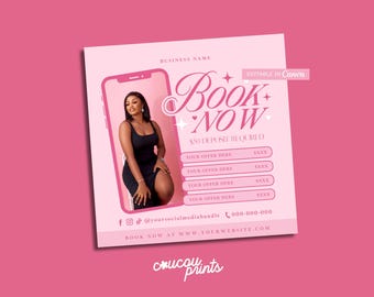 DIY Editable Book Now Flyer Canva, Premade Hair Flyer Template, Lash Makeup Nails Wig Hair Stylist Flyer, Appointments Available Flyer, Feb