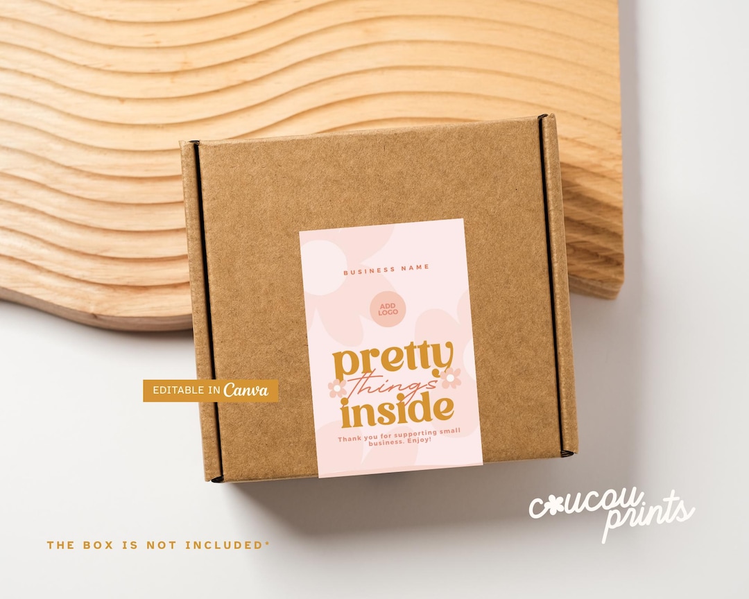 Box Label Template, Custom Package Label Sticker, Editable Branded ...