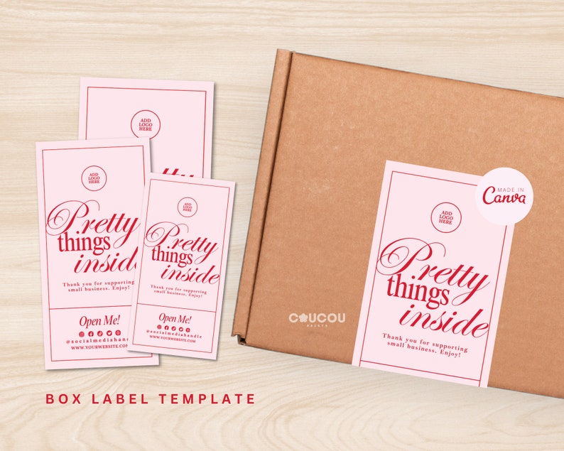 Box Label Template, Custom Package Label Sticker, Editable Branded ...
