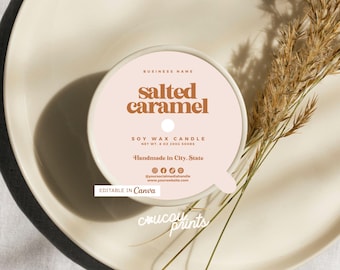 Editable Candle Dust Cover Template, Small Business Candle Label Canva Template, DIY Circle & Square  Candle Dust Cover Design Canva - Daisy