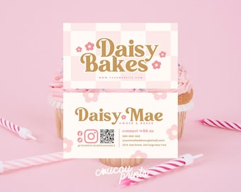 Plantilla editable de tarjeta de presentación en Canva, tarjeta de presentación imprimible, linda y colorida con código QR, tarjeta de presentación rosa para hacer tú mismo, imagen de marca brillante para tu negocio - Sky