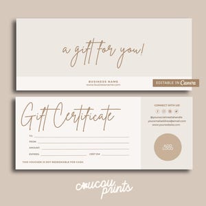 Plantilla de certificado de regalo editable, cupón de regalo imprimible, certificado de regalo moderno, tarjeta de regalo editable, cupón de regalo para spa de belleza Canva - Elle