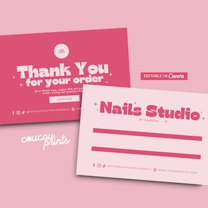 Modelos de embalagens para produtos Press On Nails, encarte para unhas artificiais DIY, impressão de unhas postiças no cartão Canva, Lola