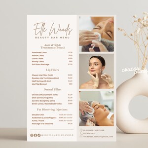 Aesthetic Price List Design Templates, Beauty Salon Botox Lip Filler Fat Removal Menu Catalog, Nurse Injector Price, MedSpa Price Menu, Elle image 3