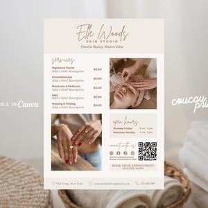Szablon ulotki kosmetyczki, ulotka spa i wellness, ulotka usług pielęgnacji skóry, ulotka salonu kosmetycznego, ulotka Instagram Hydrafacial Canva, Elle