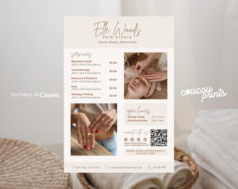 Esthetician Flyer Template, Spa And Wellness Flyer, Skin Care Services Flyer, Beauty Salon Flyer, Instagram Hydrafacial Flyer Canva, Elle