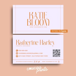 Druckbare Visitenkarte Vorlage QR-Code, minimalistische benutzerdefinierte Visitenkarte, moderne Visitenkarte, bearbeitbare Visitenkarte Canva - Katie