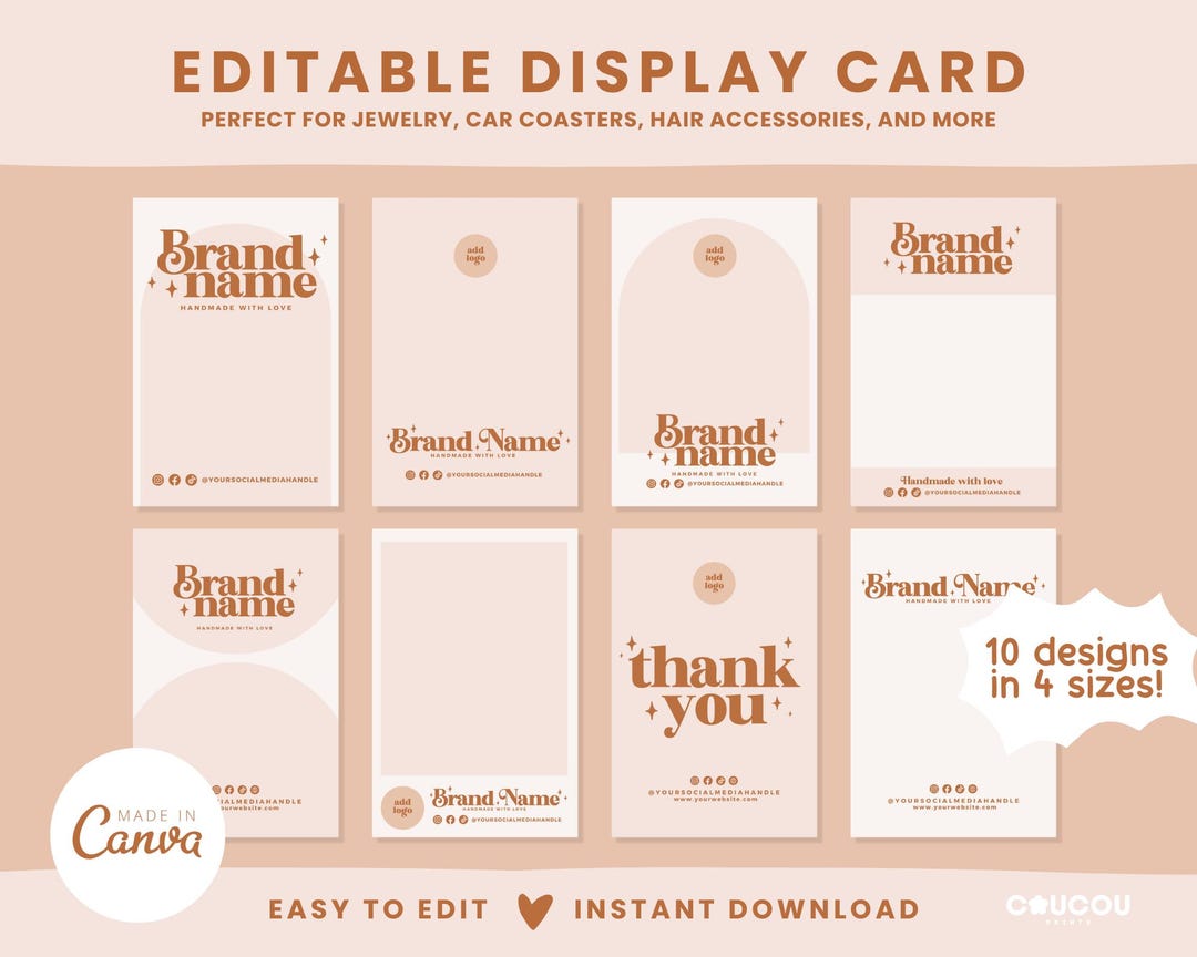 Display Cards Editable Canva Template, Jewelry Product Display Card ...