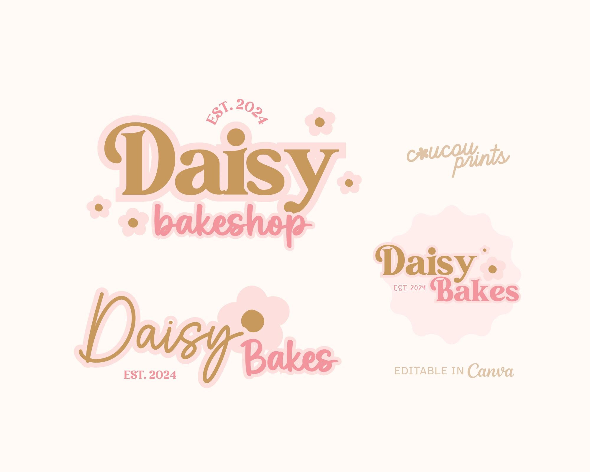 Editable Logo Canva Template, Pink Cute DIY Logo Design, Fun Colorful Logo Custom Package, Watermark Logo, Bakery Premade Branding - Sky