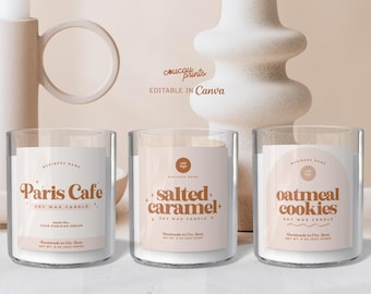 Modern Candle Label Template, Custom Candle Labels Design, Editable Retro Candle Jar Label Template,  DIY Candle Sticker Printable - Daisy