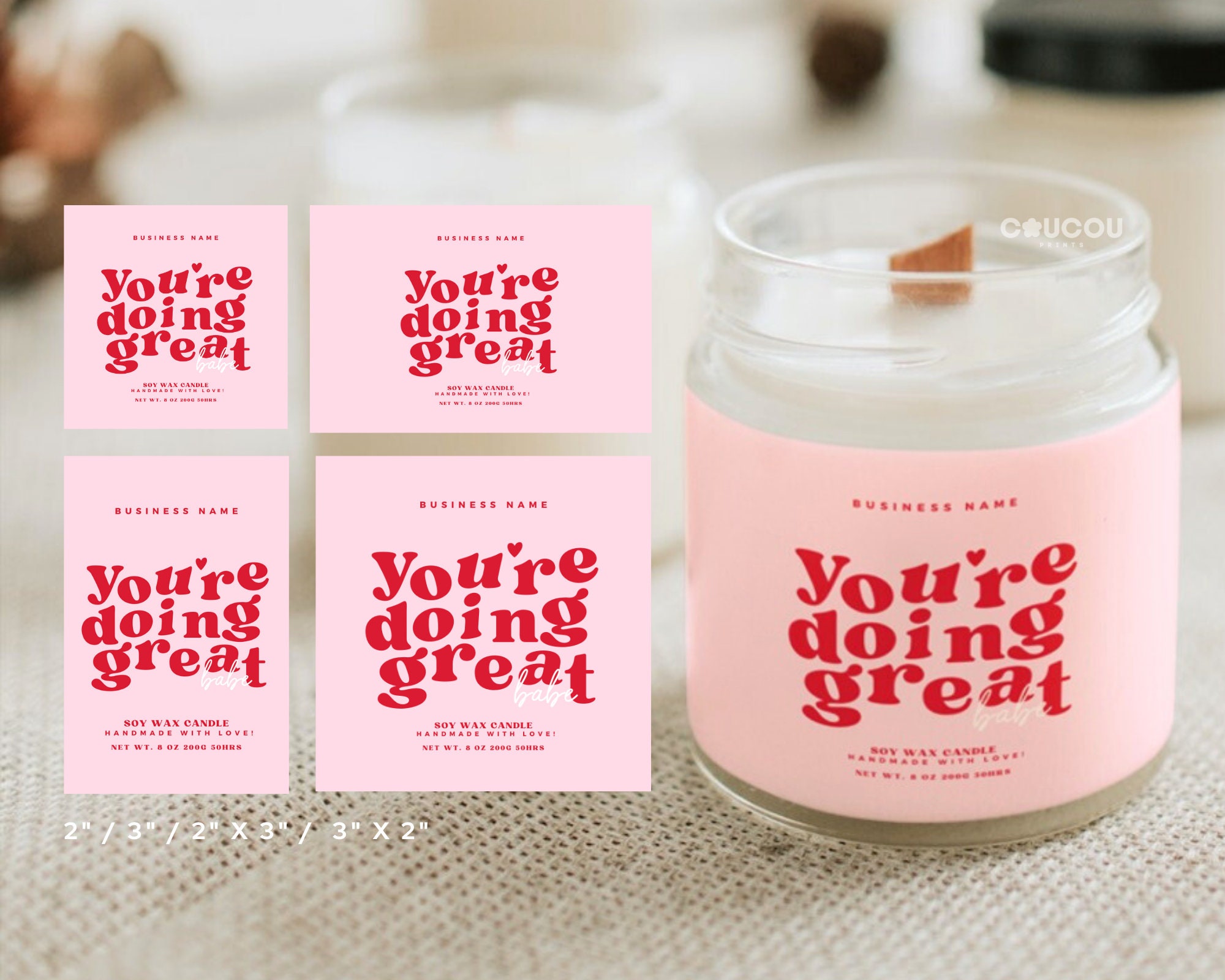 Printable Pink Candle Label Template, Custom Candle Labels Design ...