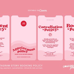 Booking Policy Template Canva, Instagram Story Payment Policy, Refund and Cancellation Policy, Salon Business Terms and Conditions, Sofi