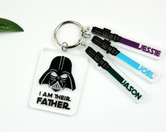 I'm Their Father Keyring | Personalized Name Keychain | Custom Name Lightsaber | Star Wars Keychain | Father's Day Gift | Christmas gifts