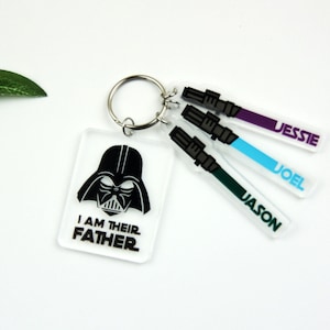 I'm Their Father Keyring | Personalized Name Keychain | Custom Name Lightsaber | Star Wars Keychain | Father's Day Gift | Christmas gifts