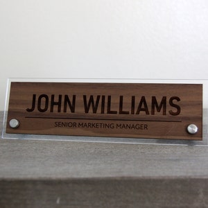 Bold - Laser Engraved Desk Name Plate | Office Name Sign | Wood Name Plate | Executive Desk Sign | New Job Gift | Promotion Gift | Boss Gift