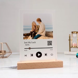 Custom Acrylic Song Plaque | Couples Gift | Personalized Gifts for Lovers | Personalized Song Plaque with Photo | Music LED light