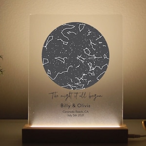 Light Up Star Map | Night Sky Map | Personalized Constellation Map | Night Lights | LED Lamp