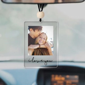 Custom Photo Car Mirror Tag | Photo Ornament | Photo Drive Safe | Rear View Mirror Ornament | Birthday Gift
