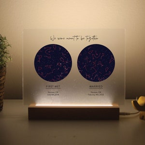 Carte lumineuse deux étoiles | Carte du ciel nocturne par date et heure | Carte de la constellation personnalisée