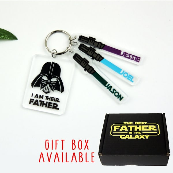 I'm Their Father Keyring | Personalized Name Keychain | Custom Name Lightsaber | Star Wars Keychain | Father's Day Gift | Christmas gifts