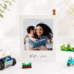 Personalized Brick Photo Frame | Custom Building Block Picture Display | Custom Photo, Text, Map Print | Couple, Family Gift