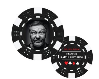 Jeton de poker personnalisé | Votre image ou votre texte | Mariage, fiançailles, anniversaire, remise des diplômes ou enterrement de vie de jeune fille